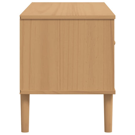 Tv-bänk SENJA rottinglook brun 106x40x49 cm massiv furu