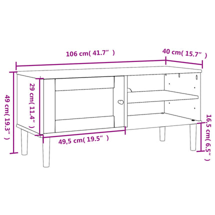 Tv-bänk SENJA rottinglook brun 106x40x49 cm massiv furu