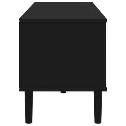 Tv-bänk SENJA rottinglook svart 158x40x49 cm massiv furu