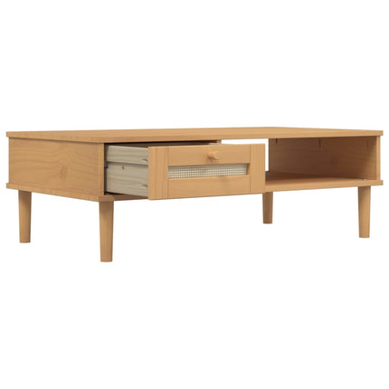 Soffbord SENJA rottinglook brun 100x55x33 cm massivt trä