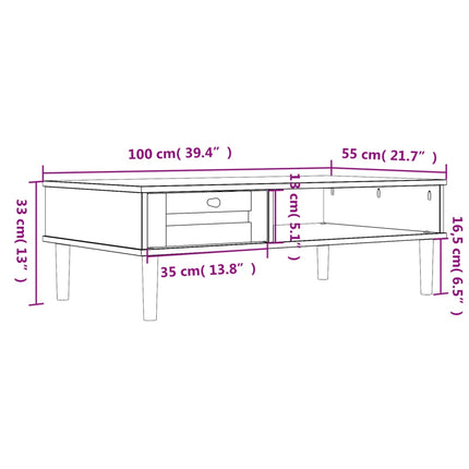 Soffbord SENJA rottinglook brun 100x55x33 cm massivt trä