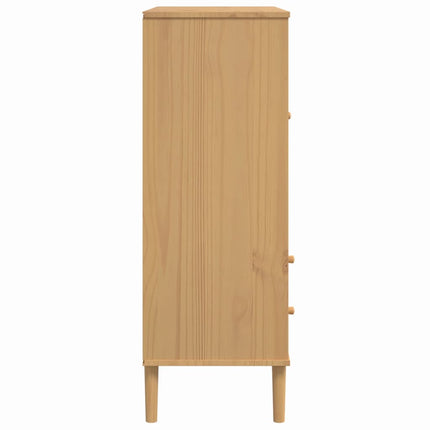 Högskåp SENJA rottinglook brun 90x40x112 cm massiv furu