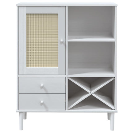 Högskåp SENJA rottinglook vit 90x40x112 cm massiv furu