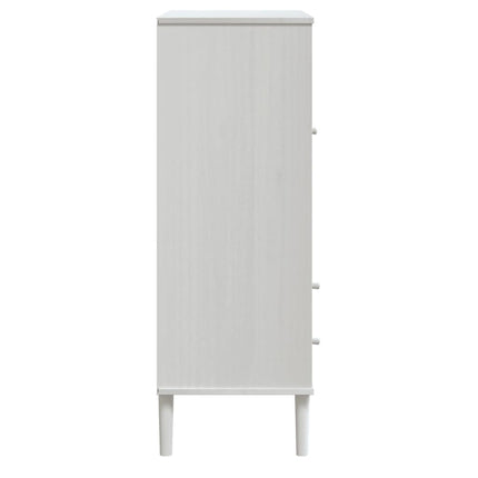 Högskåp SENJA rottinglook vit 90x40x112 cm massiv furu