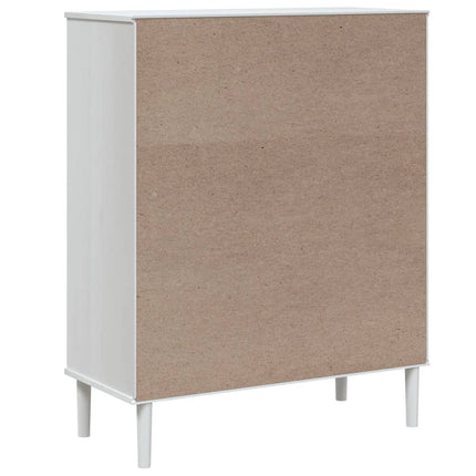 Högskåp SENJA rottinglook vit 90x40x112 cm massiv furu