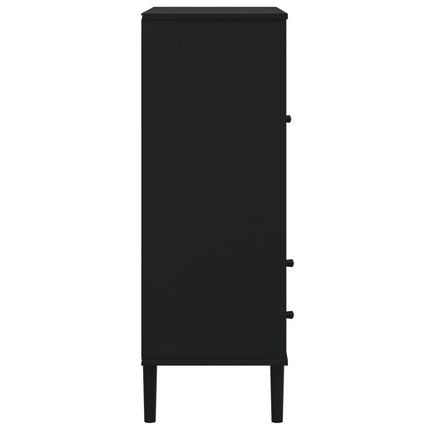Högskåp SENJA rottinglook svart 90x40x112 cm massiv furu