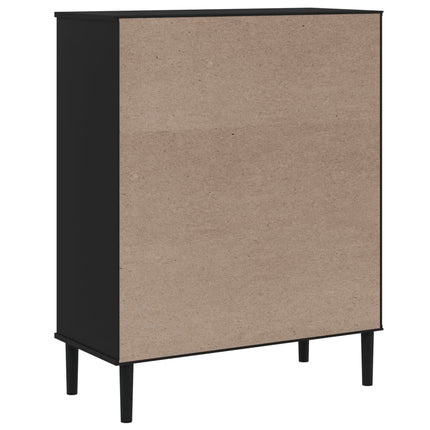 Högskåp SENJA rottinglook svart 90x40x112 cm massiv furu