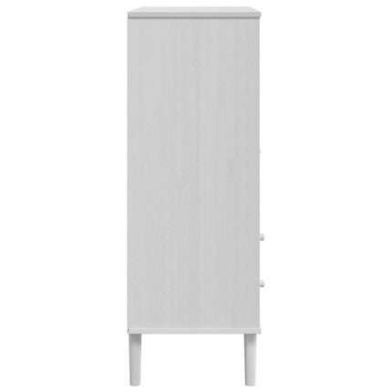 Högskåp SENJA rottinglook vit 90x40x112 cm massiv furu