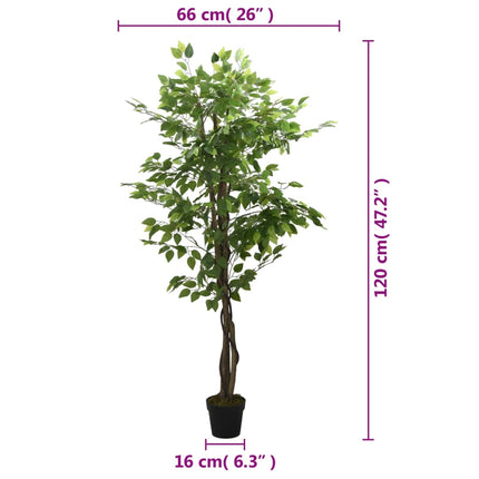 Konstväxt fikusträd 630 blad 120 cm grön