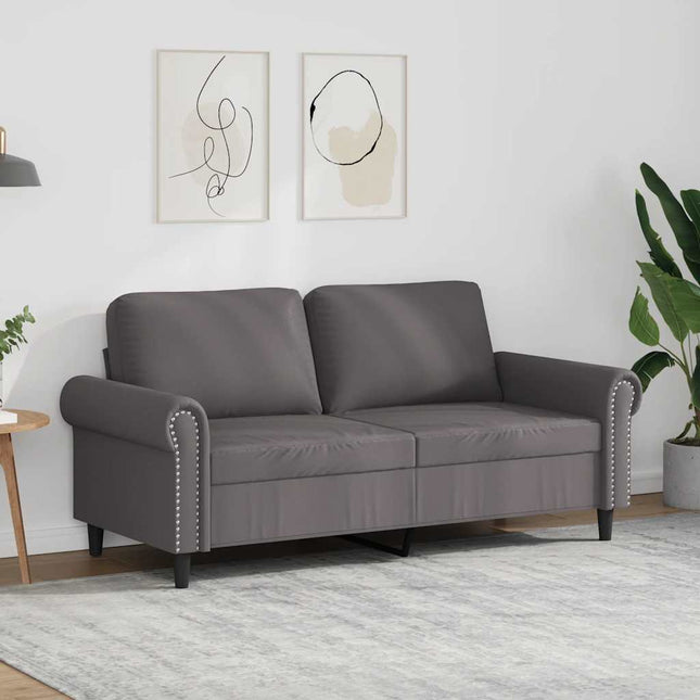 2-sitssoffa grå 140 cm konstläder