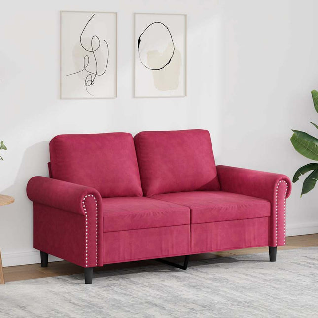 2-sitssoffa vinröd 120 cm sammet