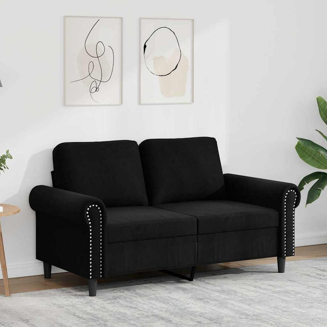 2-sitssoffa ljusgrå Svart 120 cm sammet