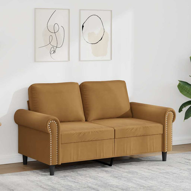 2-sitssoffa brun 120 cm sammet