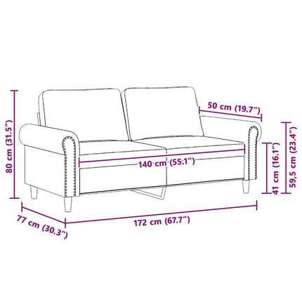 Soffa 2-sits rosa 140 cm sammet