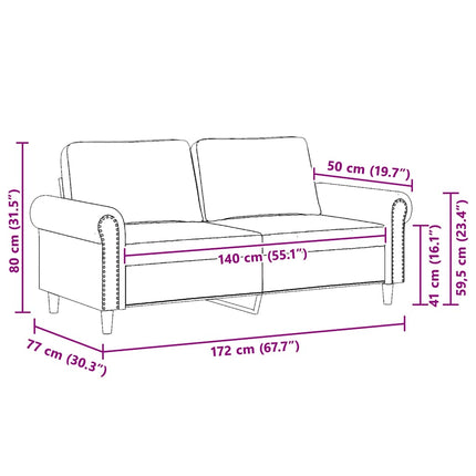 Soffa 2-sits svart 140 cm sammet