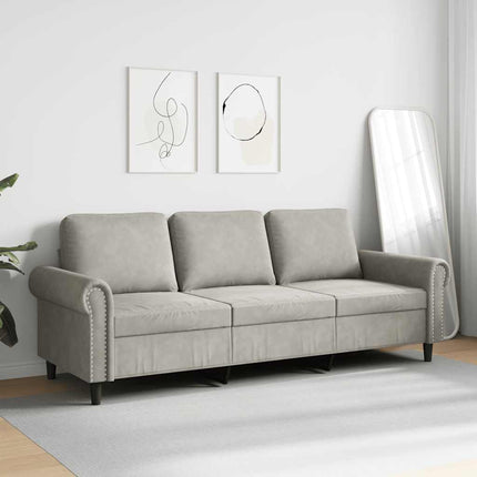 3-sitssoffa ljusgrå 180 cm sammet