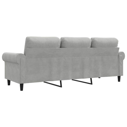 3-sitssoffa ljusgrå 180 cm sammet