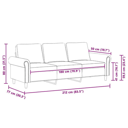 3-sitssoffa ljusgrå 180 cm sammet