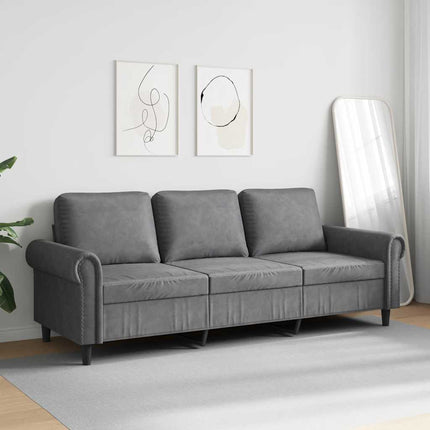 3-sitssoffa mörkgrå 180 cm sammet