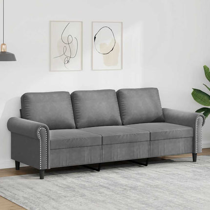 3-sitssoffa mörkgrå 180 cm sammet