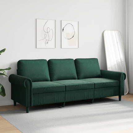 3-sitssoffa mörkgrön 180 cm sammet