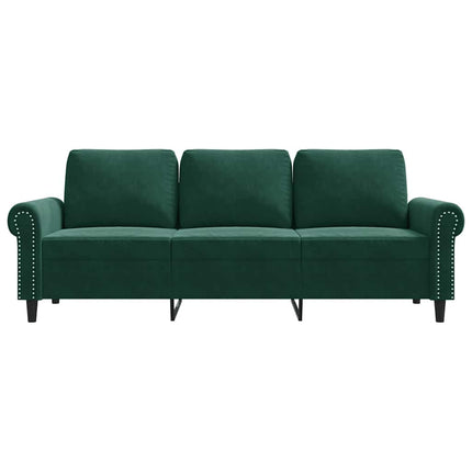 3-sitssoffa mörkgrön 180 cm sammet