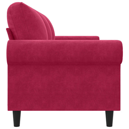3-sitssoffa vinröd 180 cm sammet