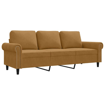 3-sitssoffa brun 180 cm sammet