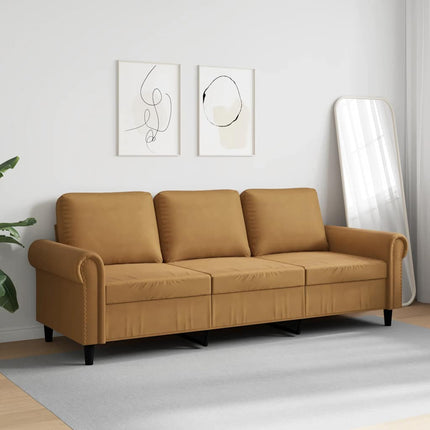 3-sitssoffa brun 180 cm sammet