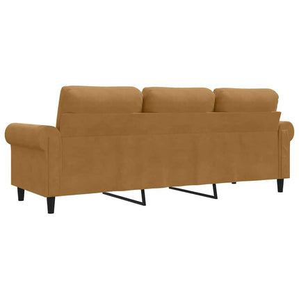 3-sitssoffa brun 180 cm sammet