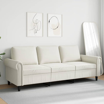 3-sitssoffa gräddvit 180 cm sammet