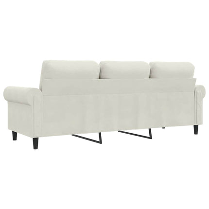 3-sitssoffa gräddvit 180 cm sammet