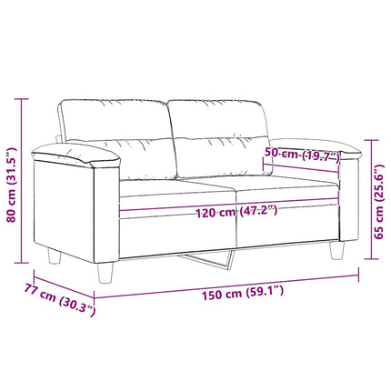 2-sitssoffa mörkgrå 120 cm mikrofibertyg
