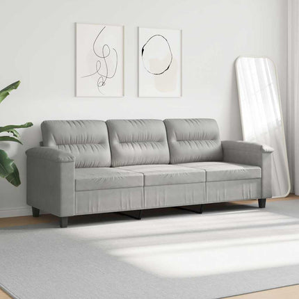 3-sitssoffa Ljusgrå 180 cm mikrofibertyg