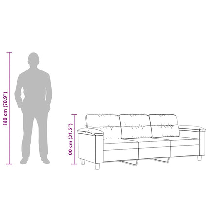 3-sitssoffa Mörkgrå 180 cm mikrofibertyg