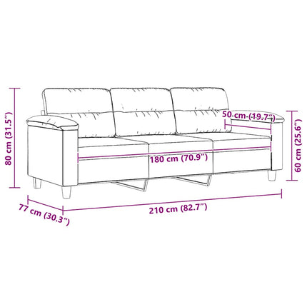 3-sitssoffa svart 180 cm mikrofibertyg