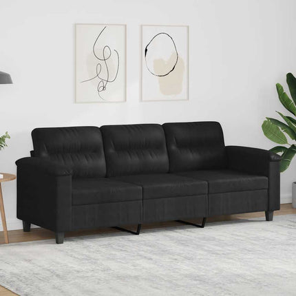 3-sitssoffa svart 180 cm mikrofibertyg