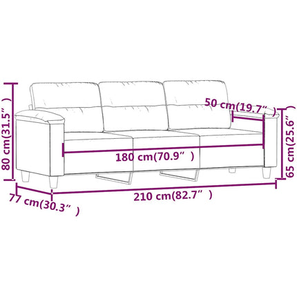 3-sitssoffa Beige 180 cm mikrofibertyg