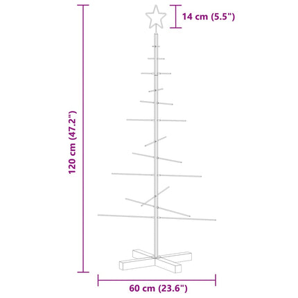 Julgran i metall med träbas svart 120 cm