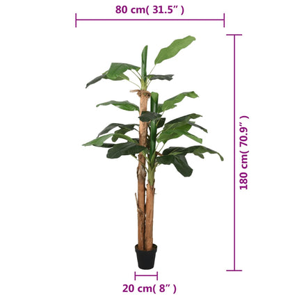 Konstgjord bananträd 19 blad 180 cm grön