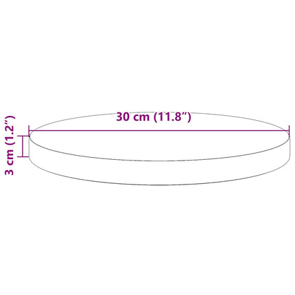 Bordsskiva vit Ø30x3 cm massiv furu