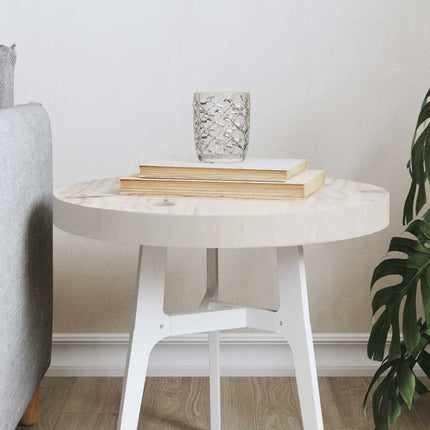 Bordsskiva rund vit Ø40x3 cm massiv furu