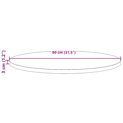 Bordsskiva rund Ø80x3 cm massiv furu