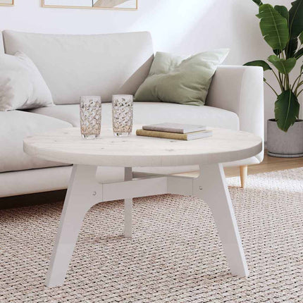 Bordsskiva rund vit Ø80x3 cm massiv furu