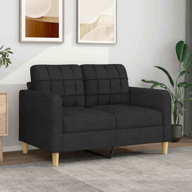 2-sitssoffa ljusgrå Svart 120 cm tyg