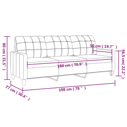 3-sitssoffa grå 180 cm konstläder