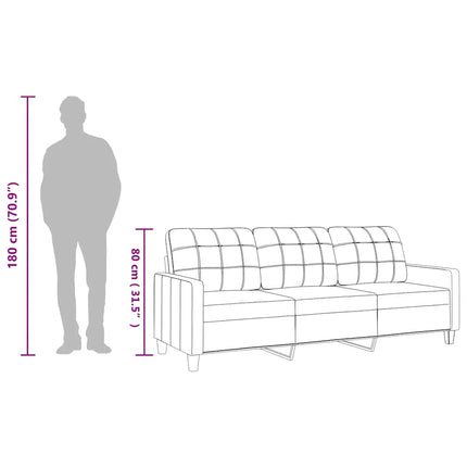 3-sitssoffa grå 180 cm konstläder