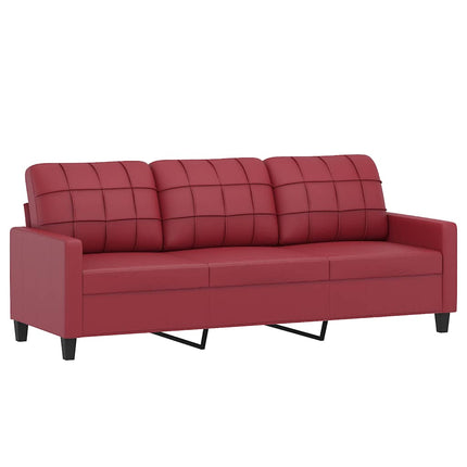 3-sitssoffa vinröd 180 cm konstläder