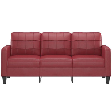 3-sitssoffa vinröd 180 cm konstläder