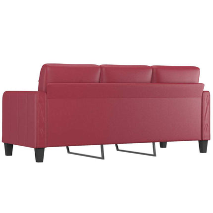 3-sitssoffa vinröd 180 cm konstläder